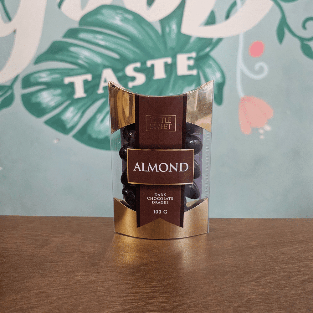 Sweet almond in dark chocolate 100g 1 Sweet almond in dark chocolate