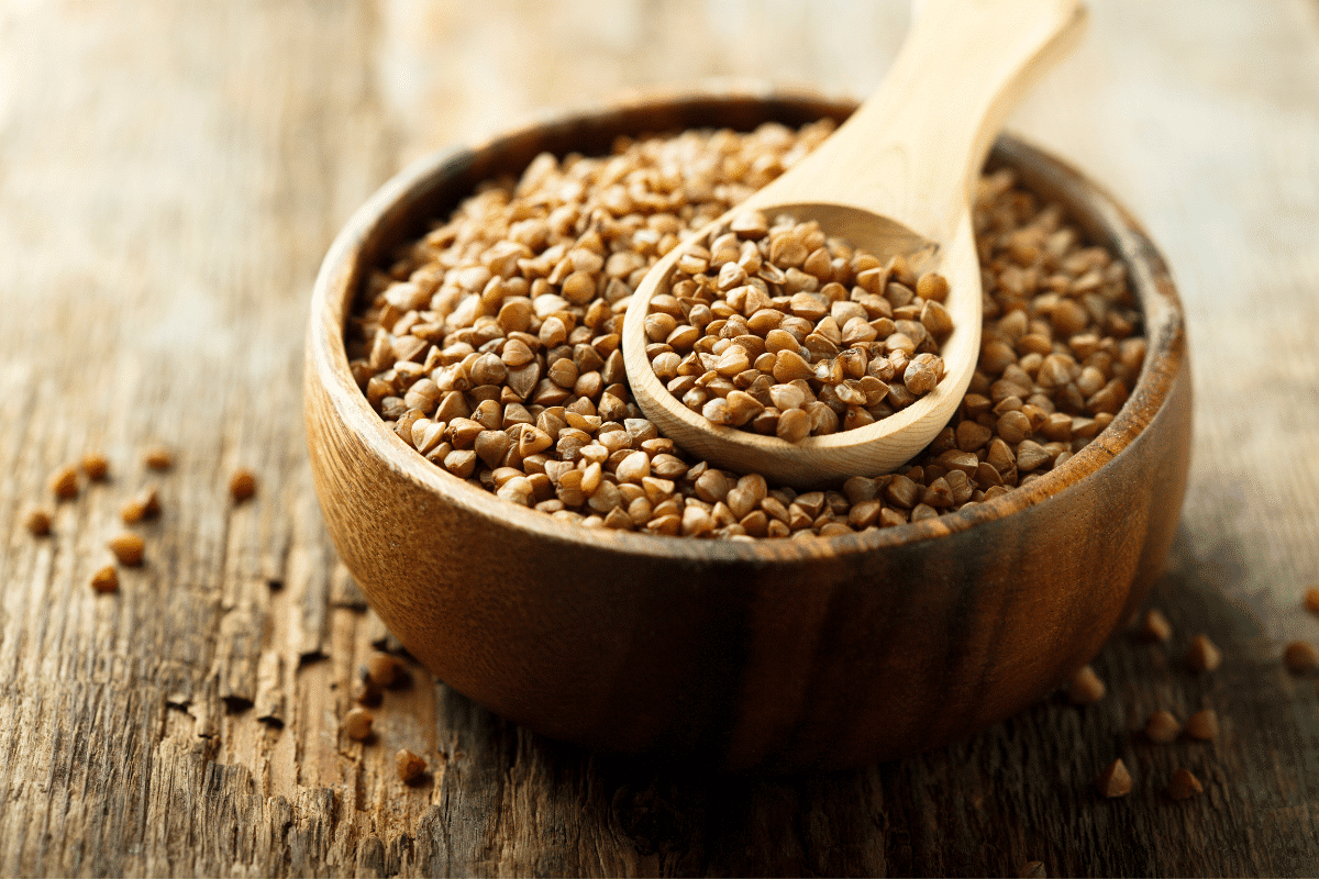 Raw buckwheat in a bowl