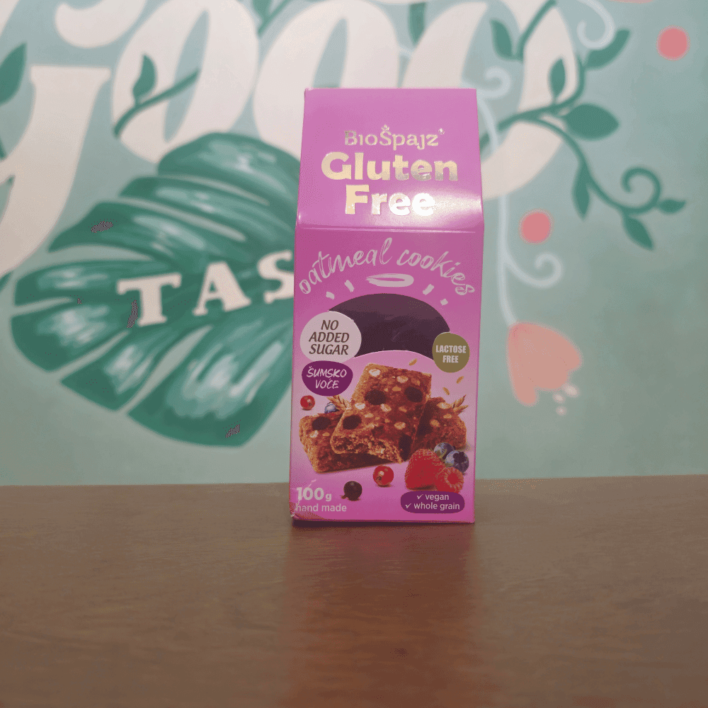 Bio Spajz - Gluten-free biscuit with forest fruits 100g 1 Bio Spajz - Gluten-free oat biscuit with forest fruits