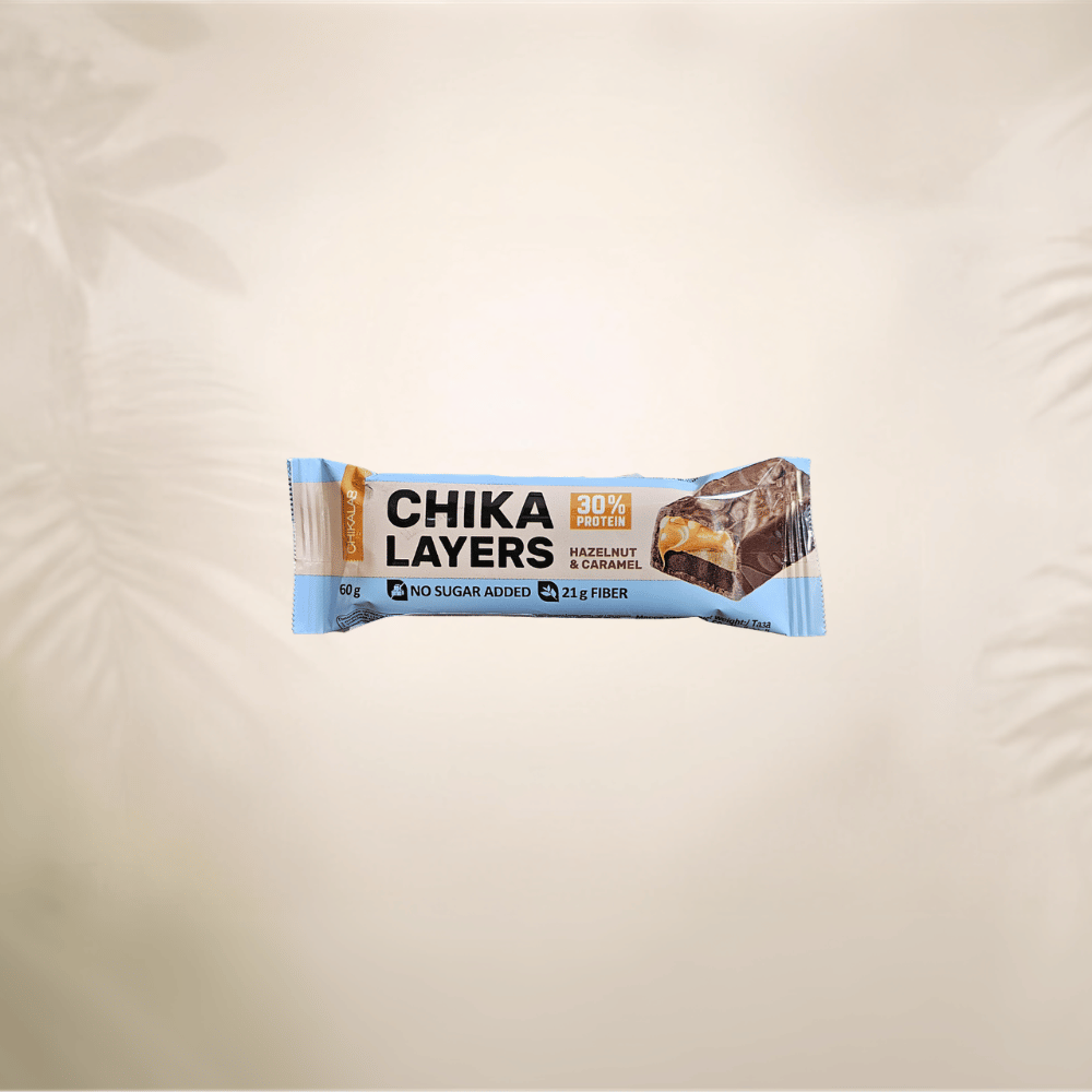 Chika Layers - Protein bar - Hazelnut caramel 60g 1 Chika layers - Hazelnut & caramel
