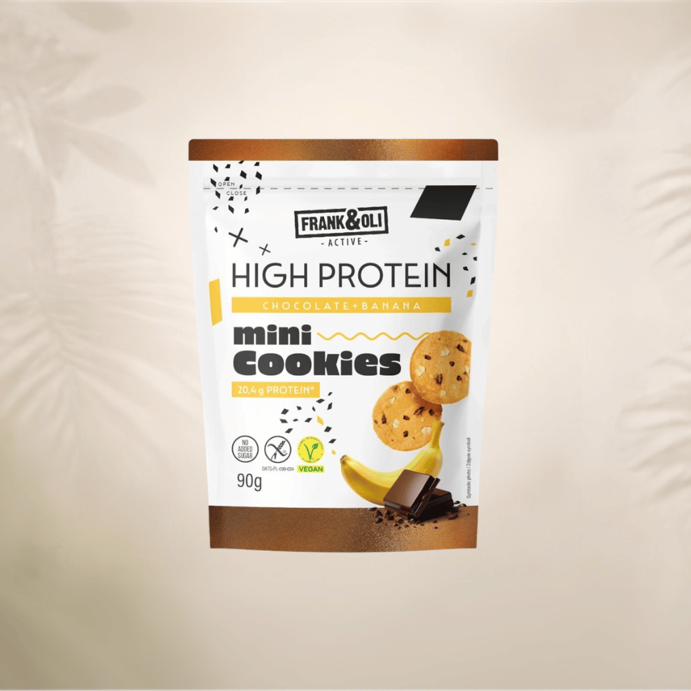 Frank & Oli - High protein mini cookies - Čoko banana 90g 1 Frank & Oli - High protein mini cookies - Chocolate and banana